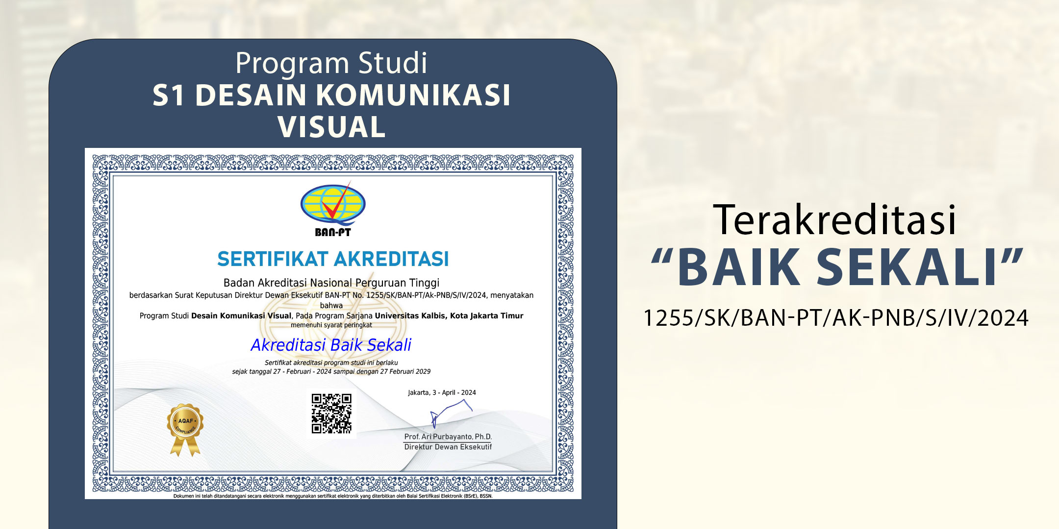 Akreditasi S1 DKV Kalbis University